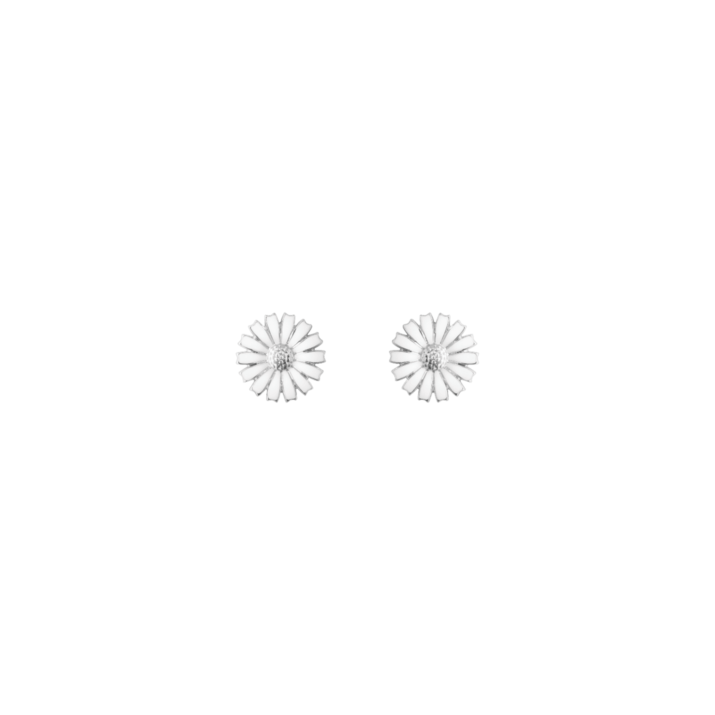 Georg Jensen 20000723 DAISY EARRINGS SILVER RH WHITE ENAMEL 7 MM