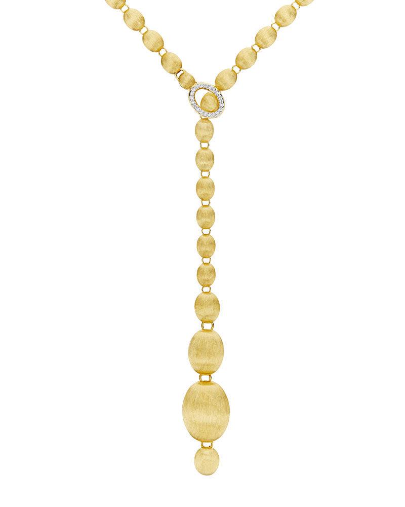 "Ivy" handgegraveerde gouden boules en diamanten converteerbare statement ketting (kort)