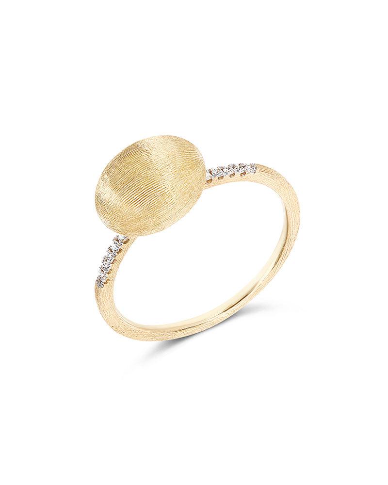 "Elite" diamanten en met de hand gegraveerde gouden boule-ring (medium)