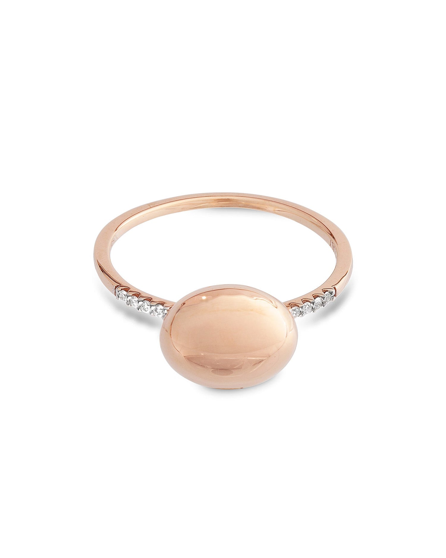 "Dancing élite" roségouden pavéring met boule en diamanten (medium)