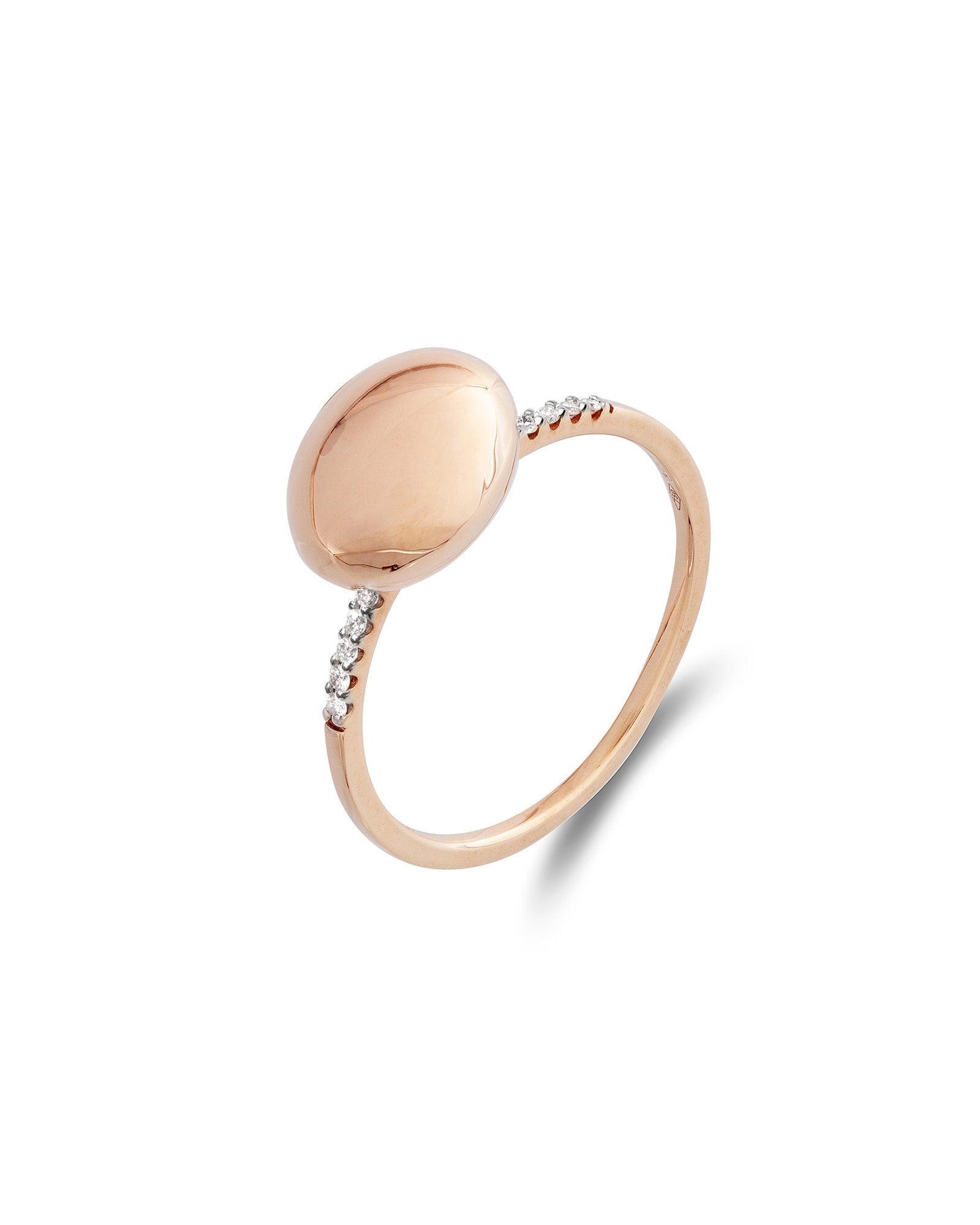 "Dancing élite" roségouden pavéring met boule en diamanten (medium)