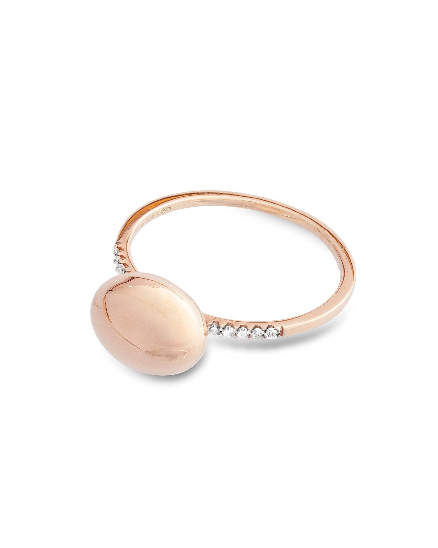 "Dancing élite" roségouden pavéring met boule en diamanten (medium)