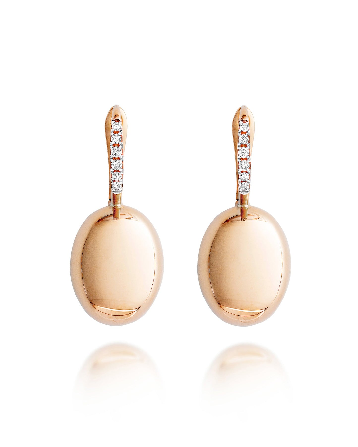 "Ciliegine" roségouden oorbellen met boules en diamanten details (medium)