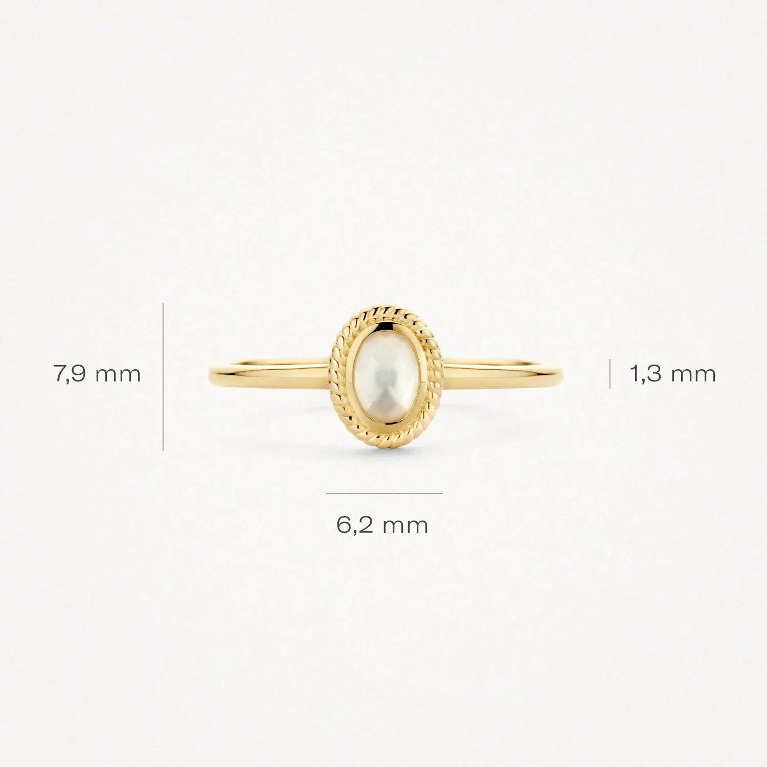 Blush Ring 1239 Ymq Geel Goud Met Doublette Van Mother Of Pearl Met Rock Crystal (14k)