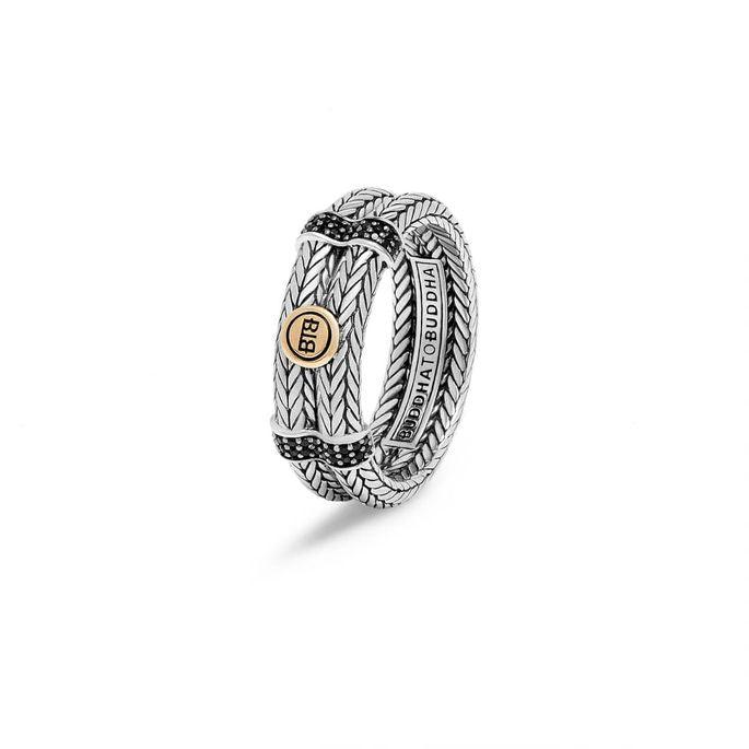 Buddha to Buddha 842 Ellen Double Limited Ring Silver Gold 14kt - Brunott Juwelier