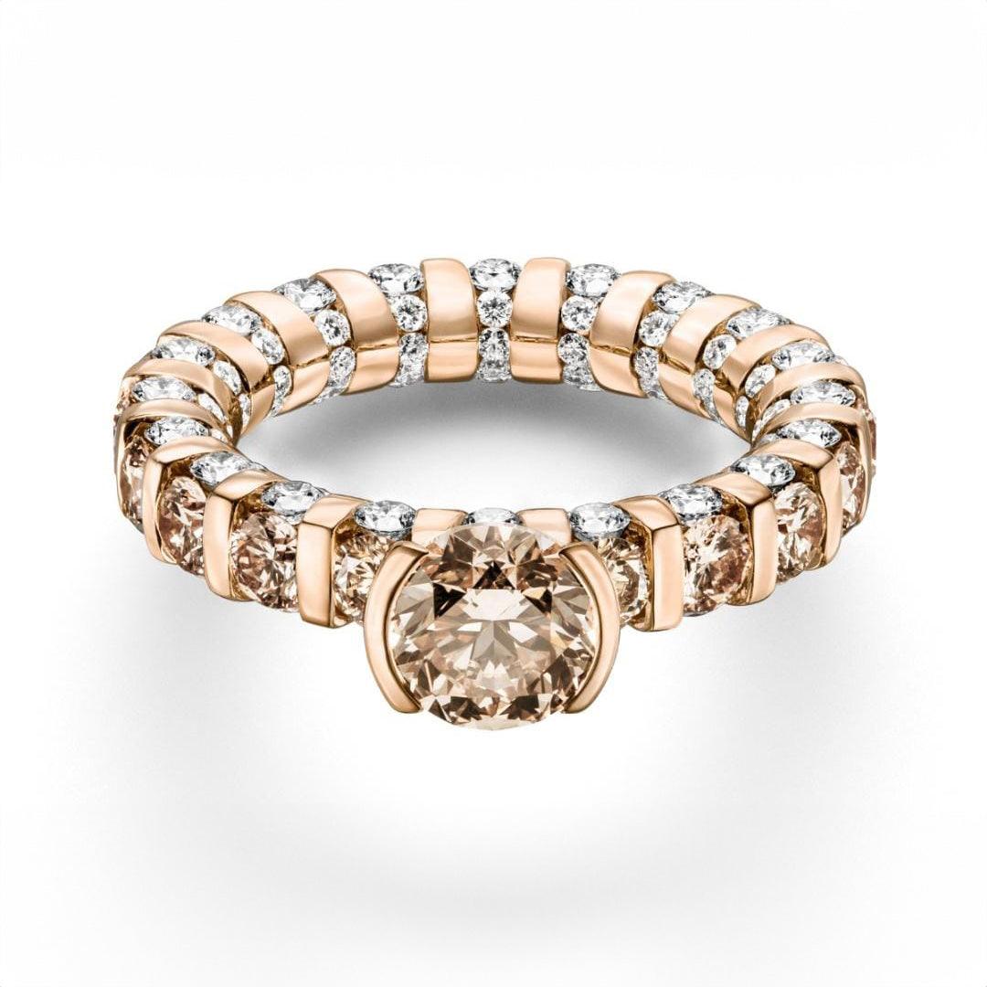 SCHAFFRATH PARADOXAL RING 18 K ROSÉGOUD - 1,01 CT B TLB VS2 - 17/2,01 CT TLB VS - 90/1,58 CT G/VS