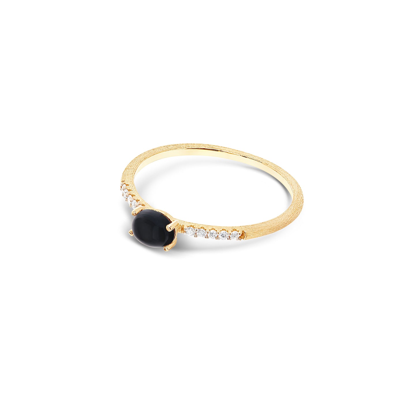 DANCING "MYSTERY BLACK" GOLD, DIAMONDS AND BLACK ONYX TINY RING (SMALL)