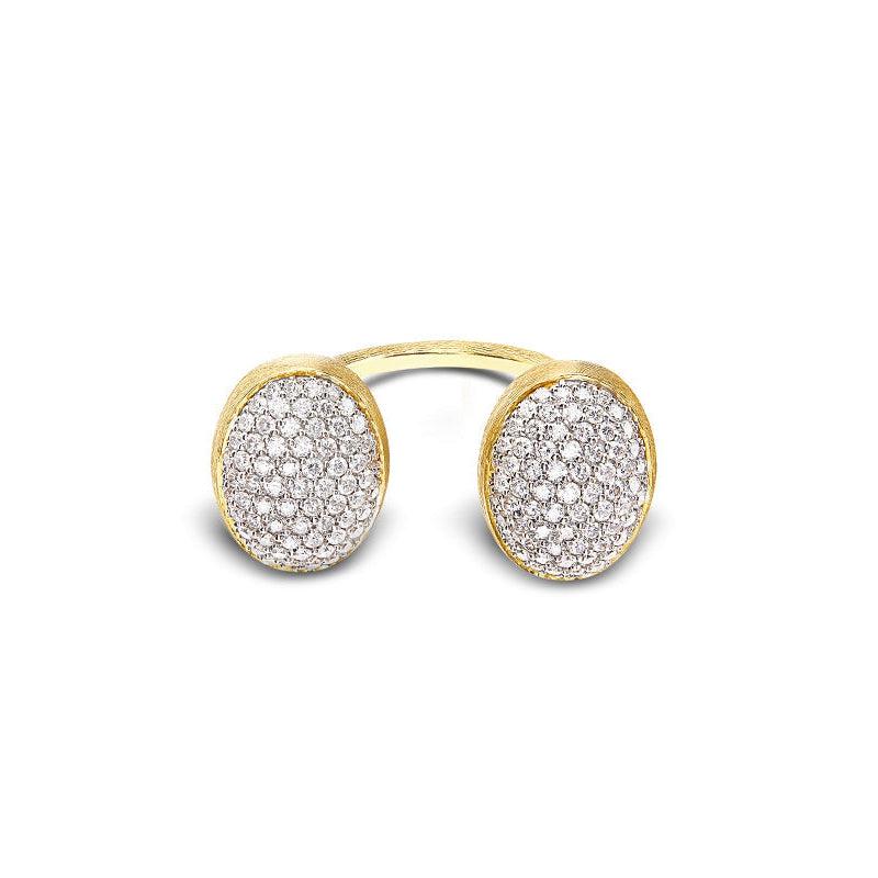DANCING ÉLITE "BUBBLE" STATEMENT RING WITH TWO GOLD AND DIAMONDS BOULES (SMALL)