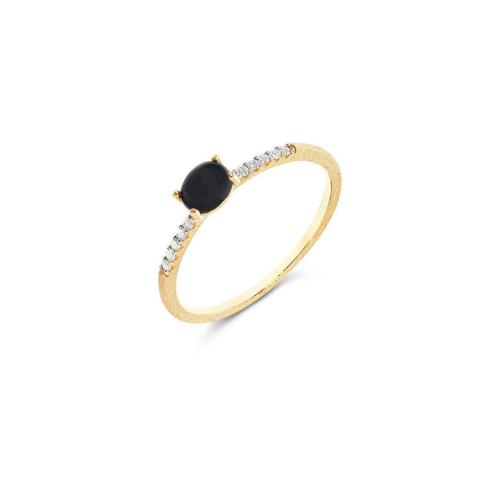DANCING "MYSTERY BLACK" GOLD, DIAMONDS AND BLACK ONYX TINY RING (SMALL)