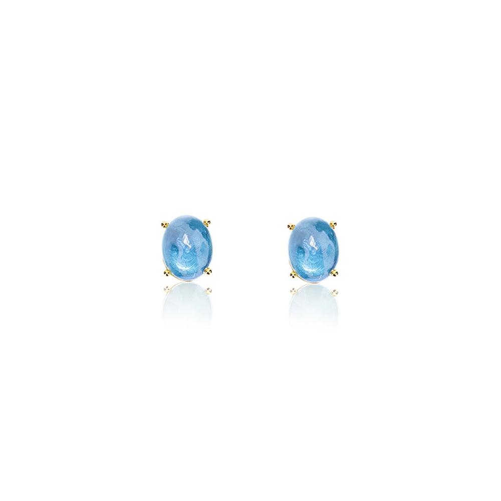"AZURE" GOLD AND LONDON BLUE TOPAZ STUD EARRINGS (SMALL)