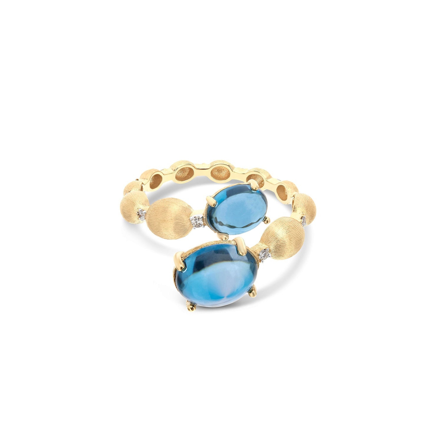"AZURE" GOLD, DIAMONDS AND LONDON BLUE TOPAZ OPEN RING (LARGE)