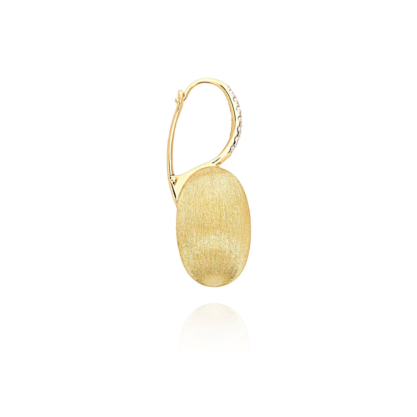 DANCING "CILIEGINA" GOLD BALL DROP SINGLE EARRING WITH DIAMONDS DETAILS (LARGE)