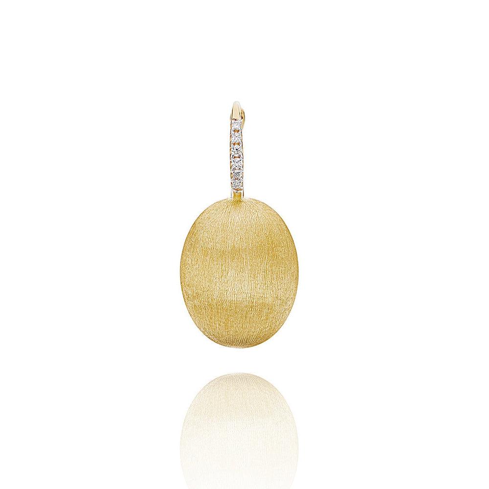 DANCING "CILIEGINA" GOLD BALL DROP SINGLE EARRING WITH DIAMONDS DETAILS (LARGE)