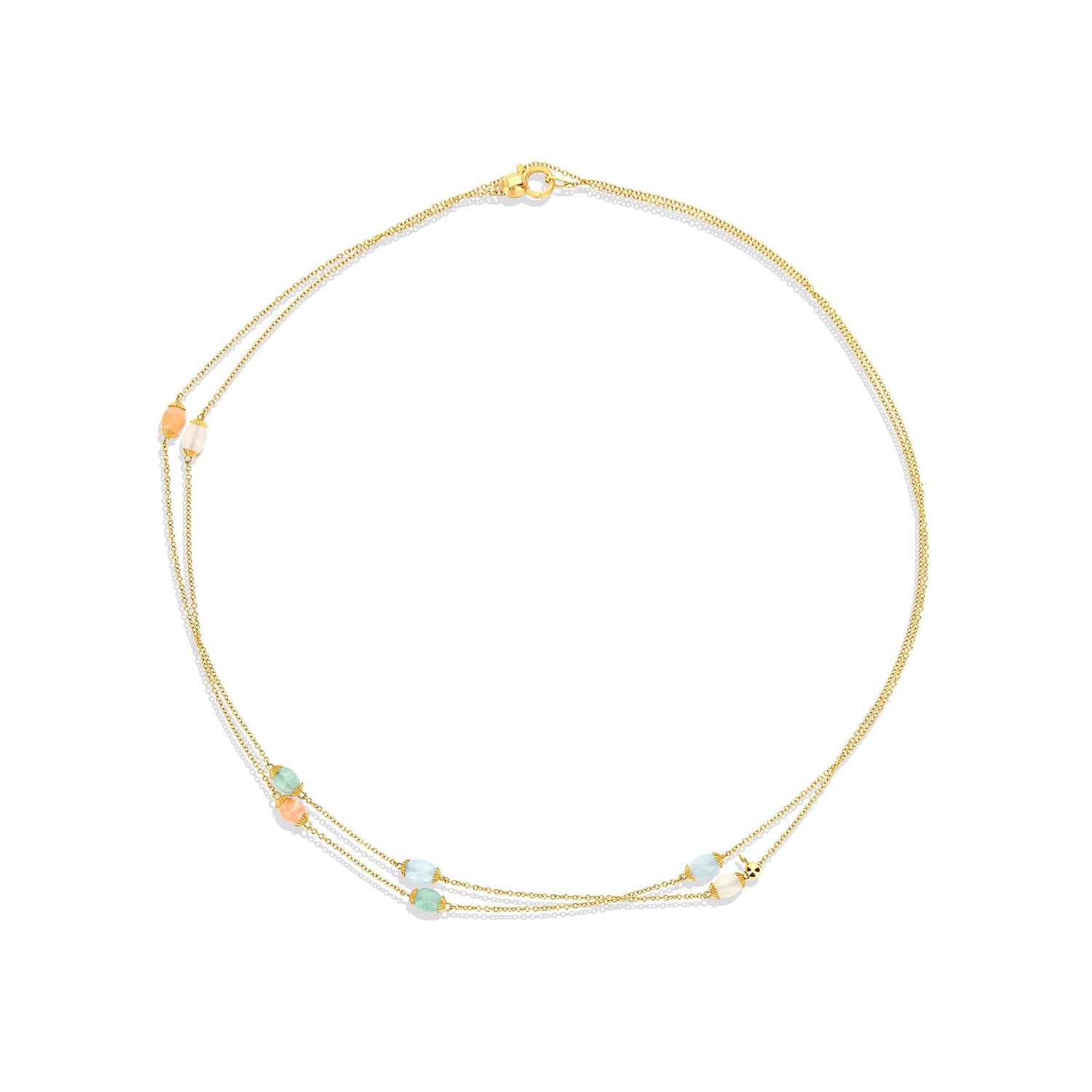 RAINBOW "AMULETS" GOLD AND NATURAL STONES CONVERTIBLE NECKLACE (LARGE)