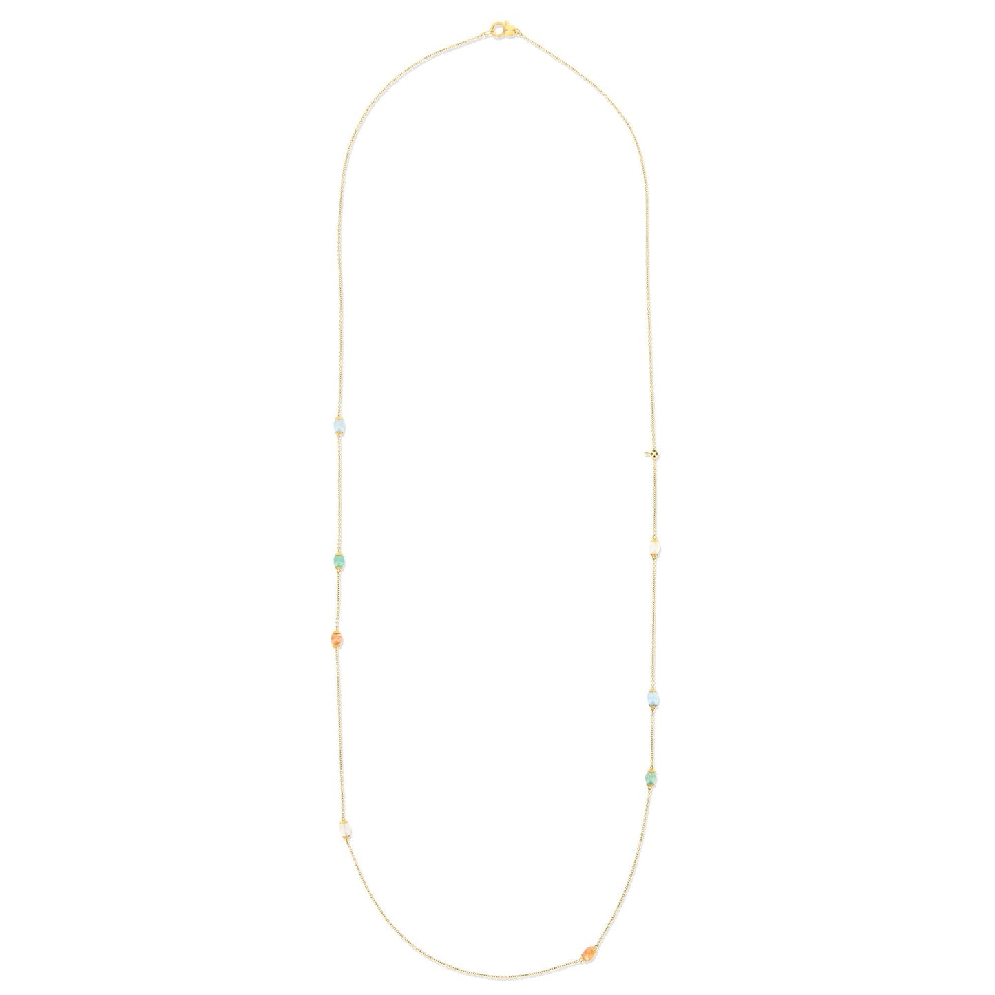 RAINBOW "AMULETS" GOLD AND NATURAL STONES CONVERTIBLE NECKLACE (LARGE)