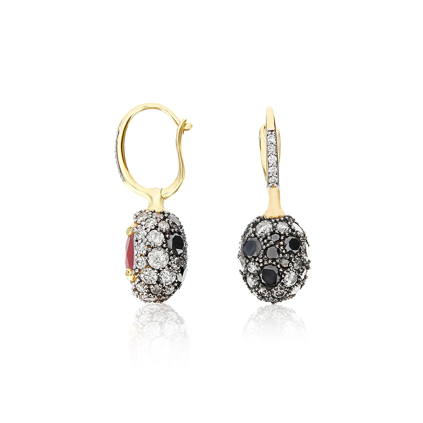 DANCING "REVERSE" CILIEGINE GOLD DOUBLE-FACE BALL DROP EARRINGS (SMALL)
