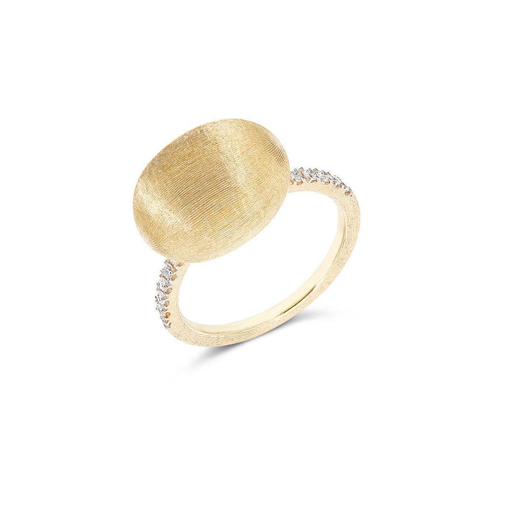 DANCING "ÉLITE" DIAMONDS AND HAND-ENGRAVED GOLD BOULE RING (LARGE)