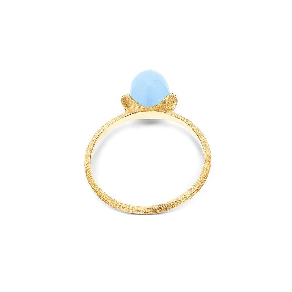 "AZURE" GOLD AND DIAMONDS RING WITH AQUAMARINE BOULE (SMALL)