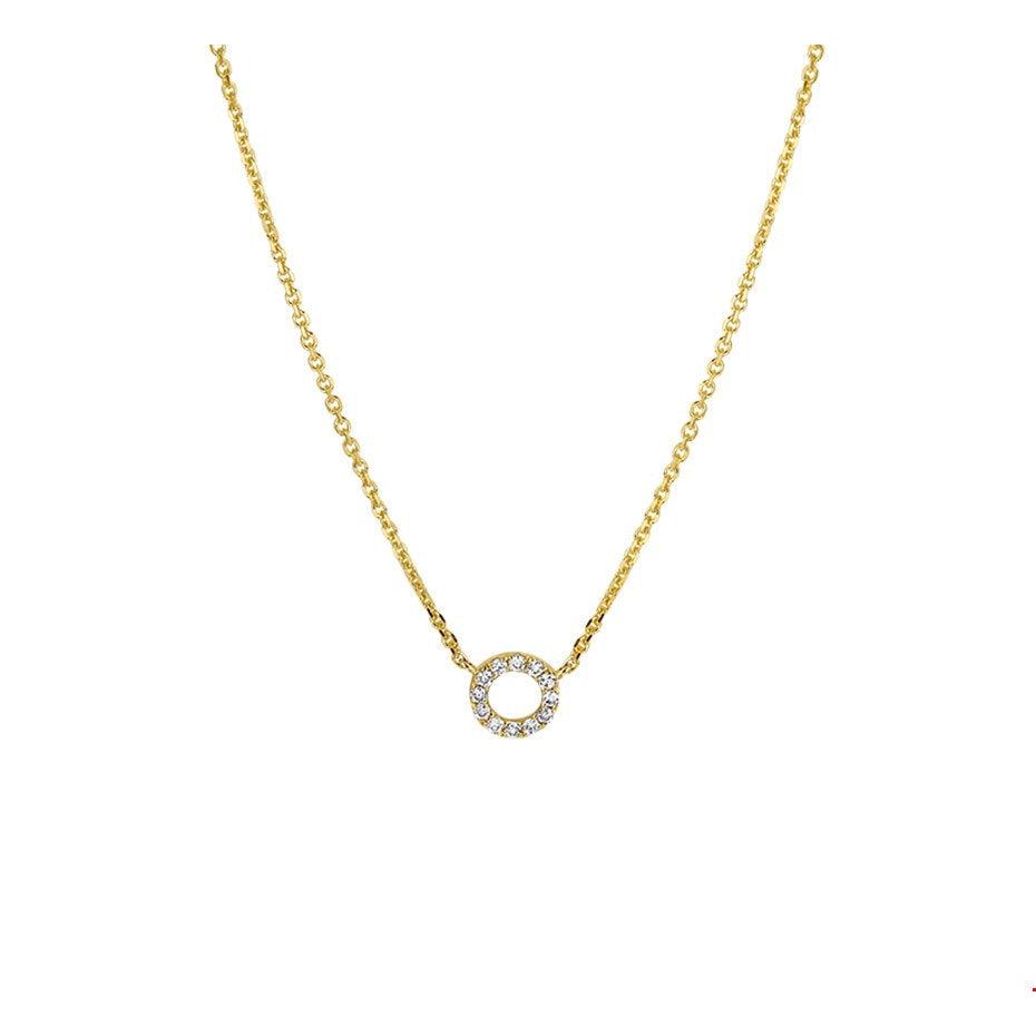 Elegante 14kt Gouden Diamanten Collier met 0,05ct Briljantgeslepen Diamant