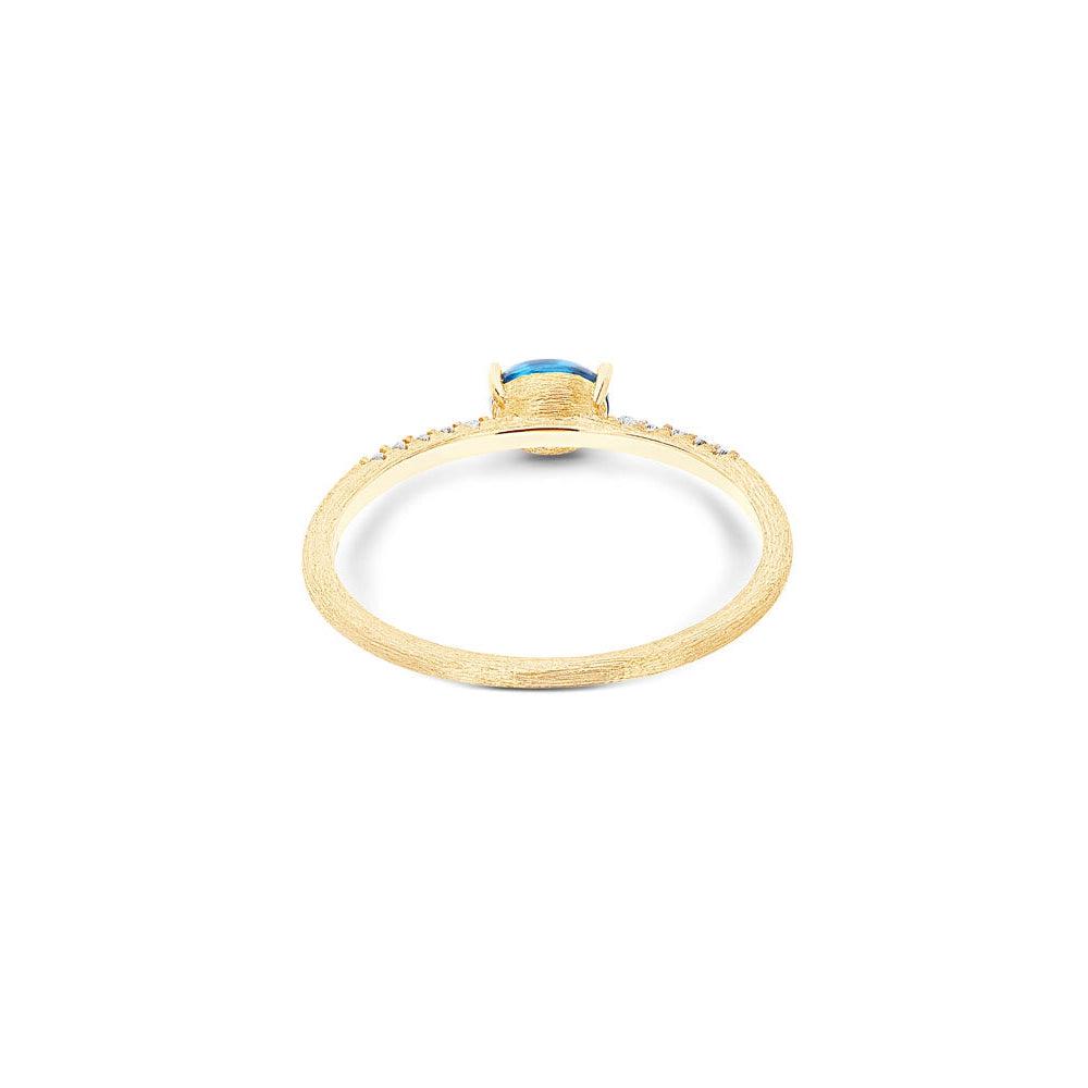 "AZURE" GOLD, DIAMONDS AND LONDON BLUE TOPAZ RING (SMALL)