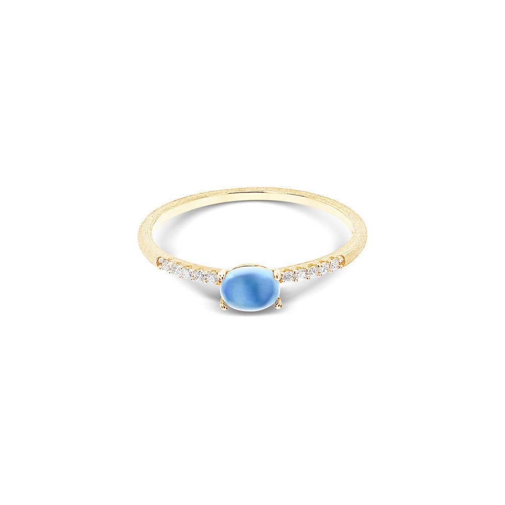 "AZURE" GOLD, DIAMONDS AND LONDON BLUE TOPAZ RING (SMALL)