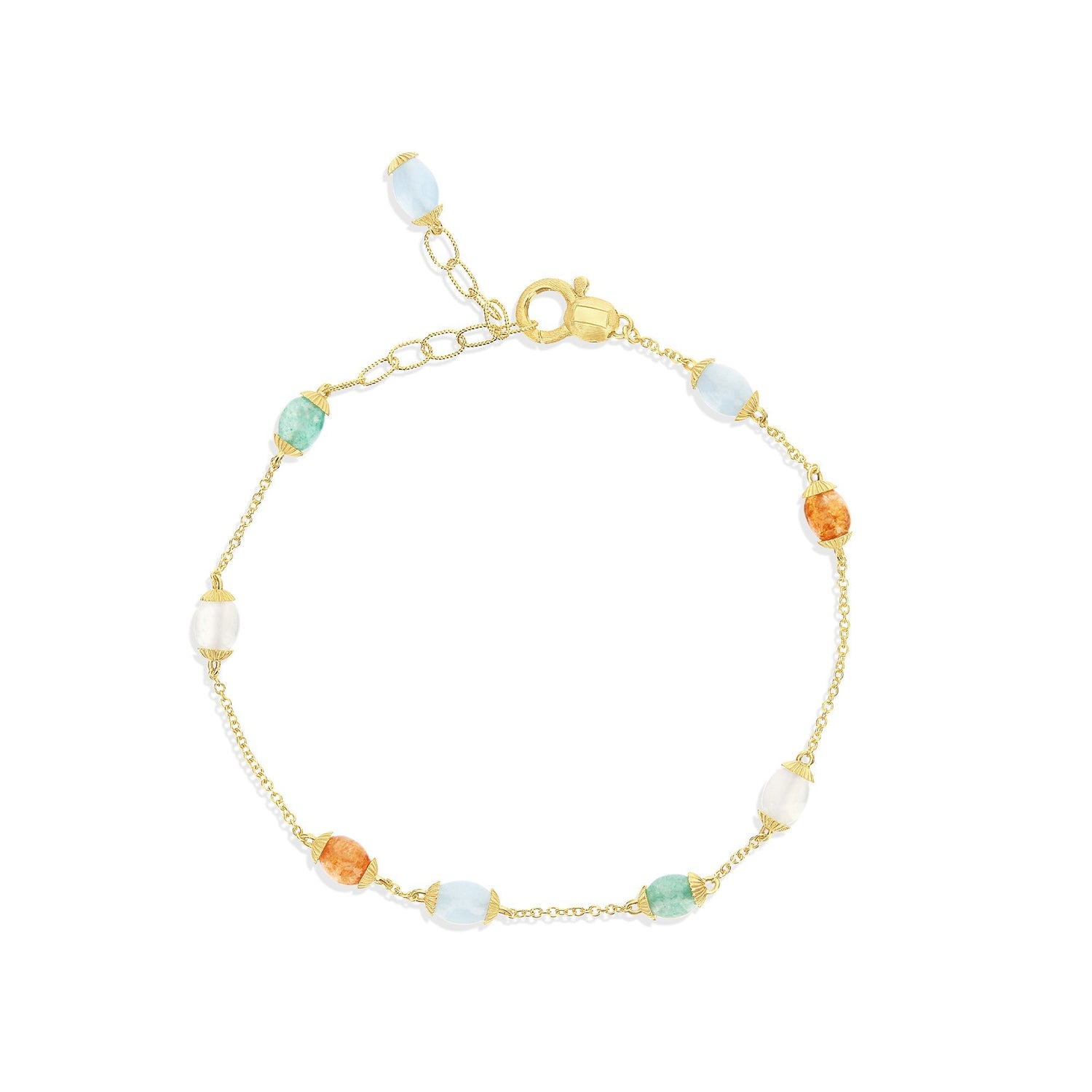 RAINBOW "AMULETS" GOLD AND NATURAL STONES BRACELET