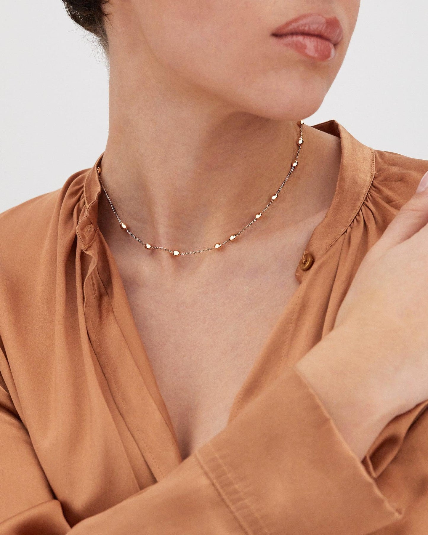 SUNSET "SOFFIO" ROSE GOLD BOULES COLLAR NECKLACE