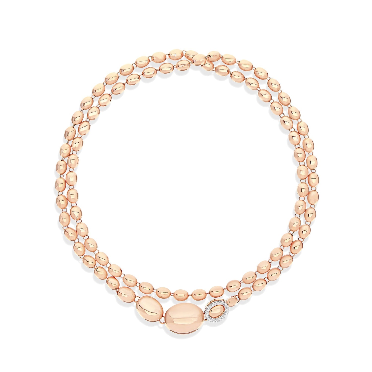 SUNSET "IVY" ROSE GOLD BOULES AND DIAMONDS ICONIC CONVERTIBLE NECKLACE