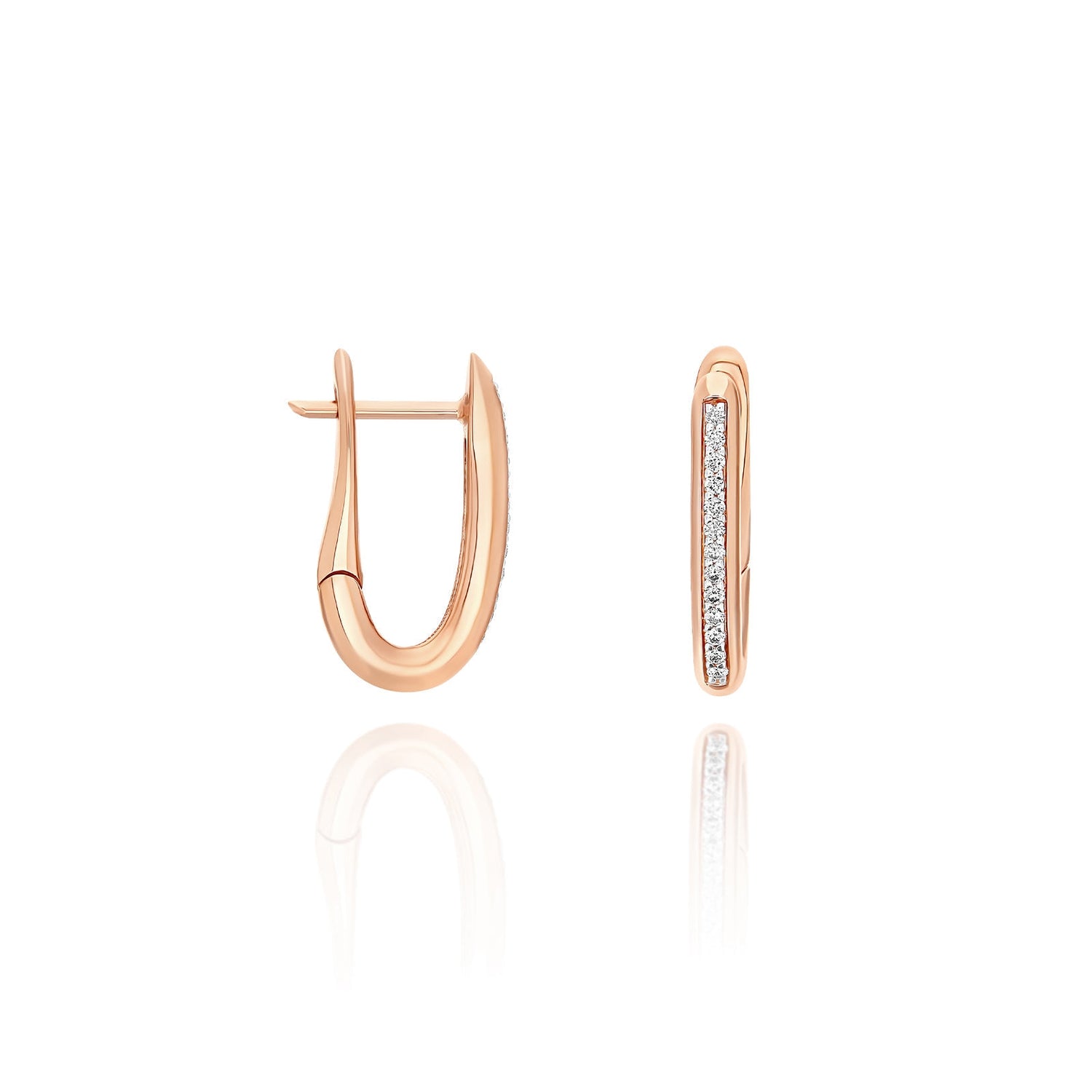 SUNSET LIBERA SMALL ROSE GOLD SQUARE HOOP EARRINGS WITH DIAMONDS