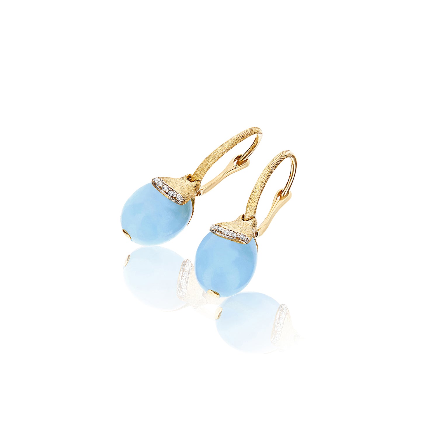 AZURE "AMULETS" CILIEGINE GOLD AND AQUAMARINE EARRINGS WITH DIAMONDS (SMALL)