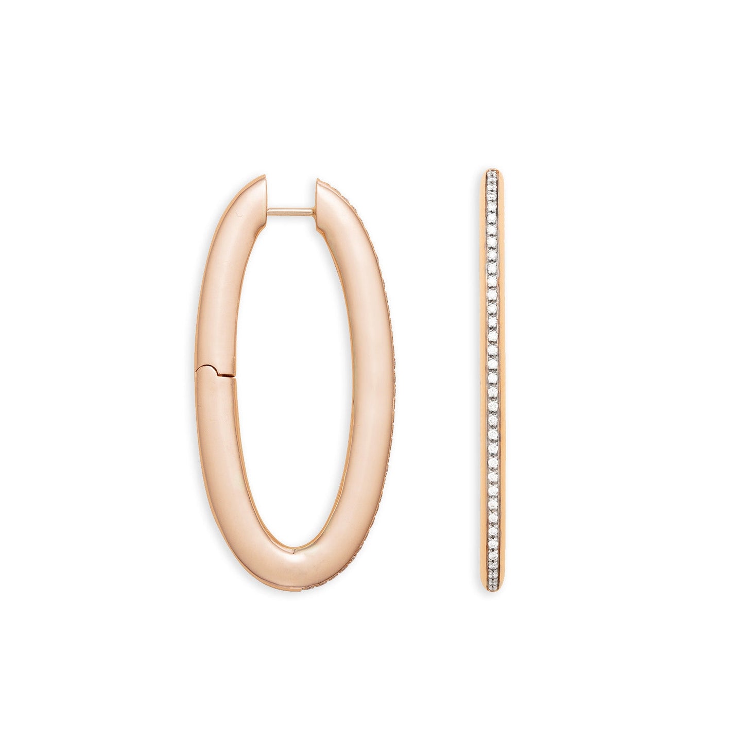SUNSET "LIBERA ICON" BIG ROSE GOLD OVAL HOOP EARRINGS WITH DIAMONDS