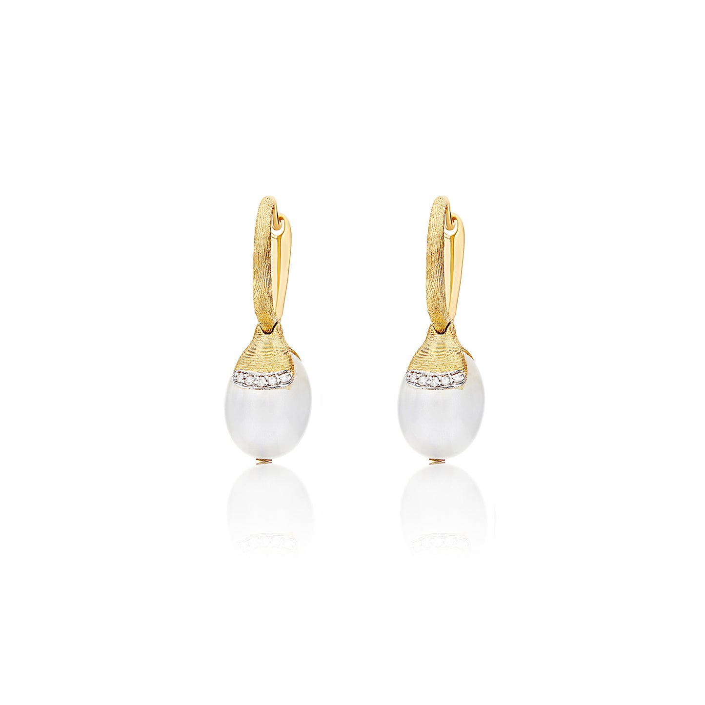 WHITE DESERT "AMULETS" CILIEGINE GOLD AND WHITE MOONSTONE EARRINGS WITH DIAMONDS (SMALL)