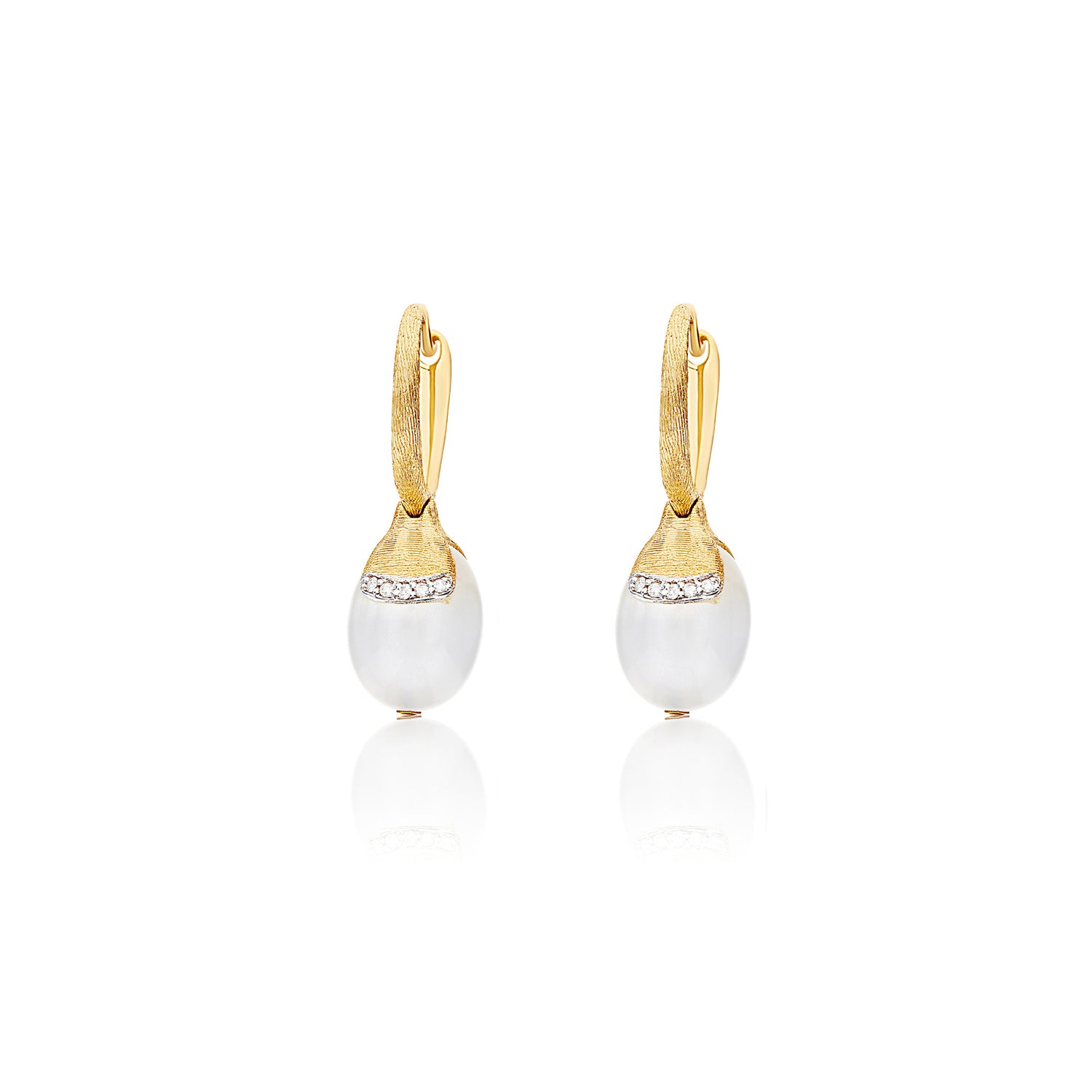 WHITE DESERT "AMULETS" CILIEGINE GOLD AND WHITE MOONSTONE EARRINGS WITH DIAMONDS (SMALL)