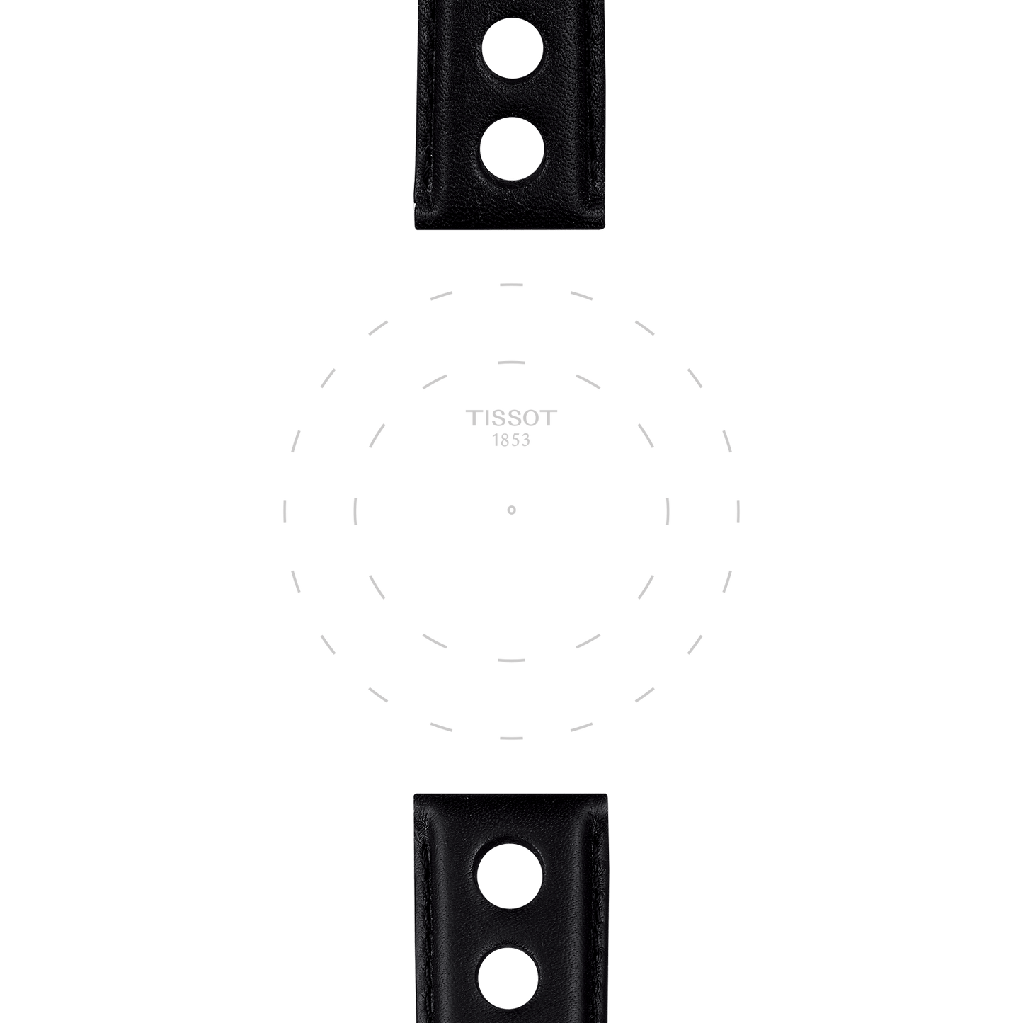 Originele zwarte leren Tissot-band, aanzet 20mm