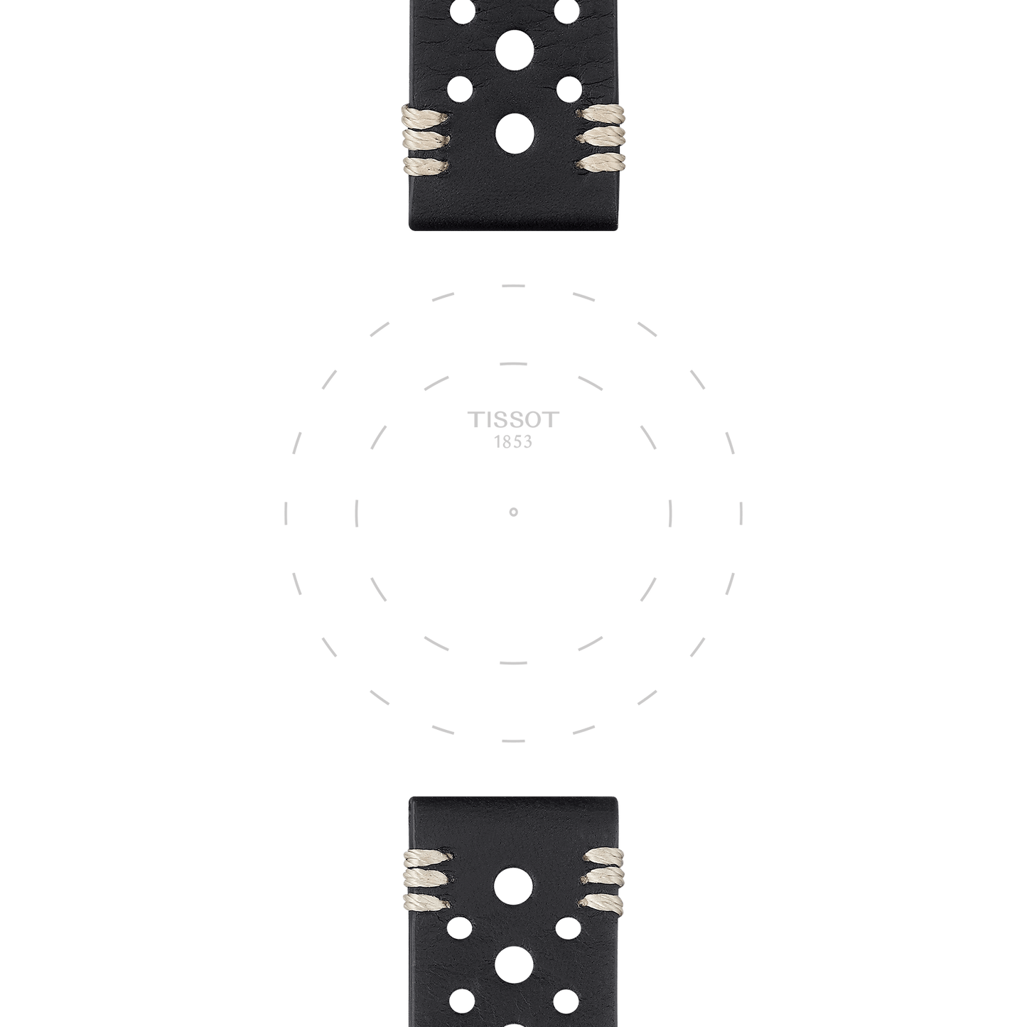 Originele zwarte leren Tissot-band, aanzet 22mm