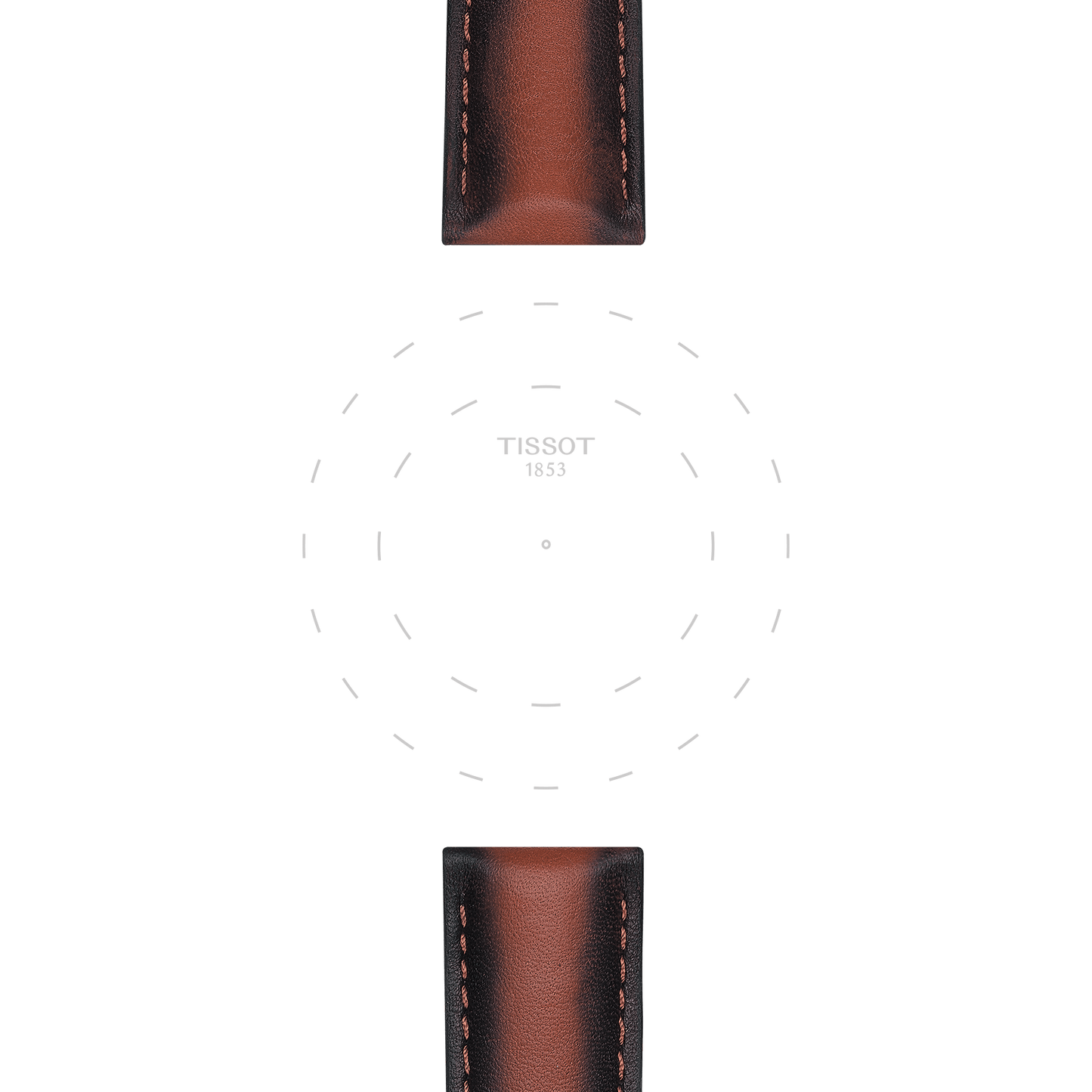 Originele bruine lederen Tissot-band, aanzet 20 mm