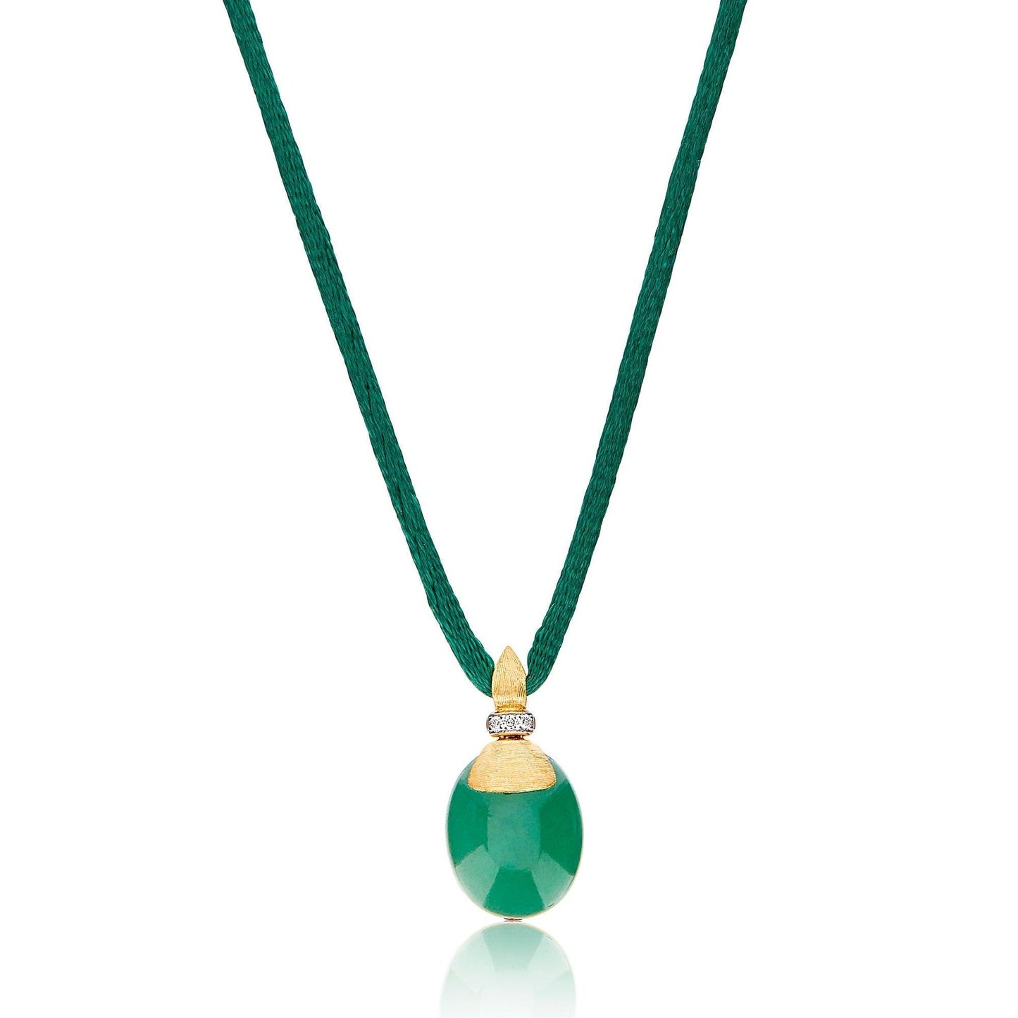 AMAZONIA "AMULETS" GOLD, DIAMONDS AND GREEN AVENTURINE PENDANT (MEDIUM)