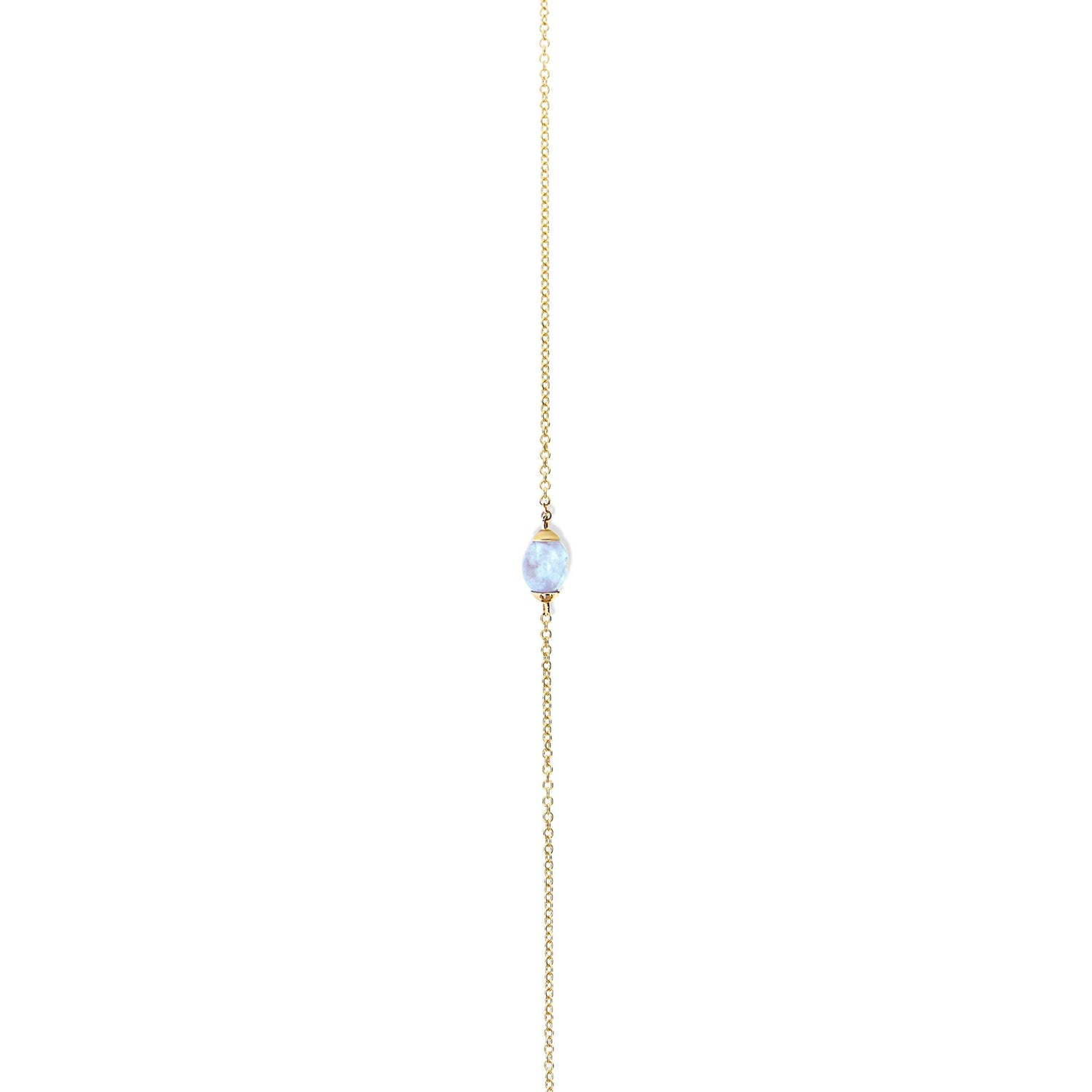 AZURE "AMULETS" GOLD AND MILKY AQUAMARINE NECKLACE (SMALL)