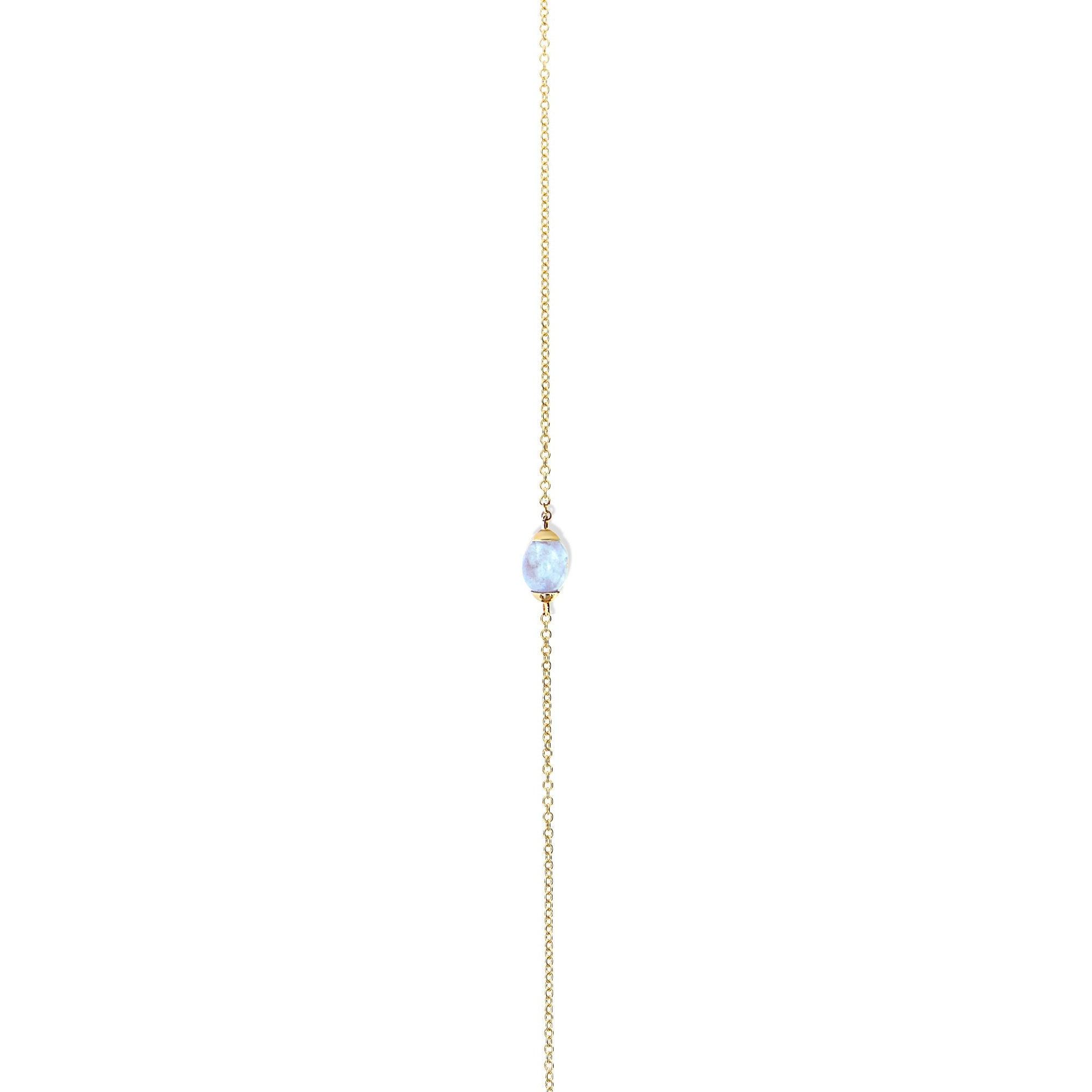 AZURE "AMULETS" GOLD MILKY AQUAMARINE NECKLACE (LARGE)