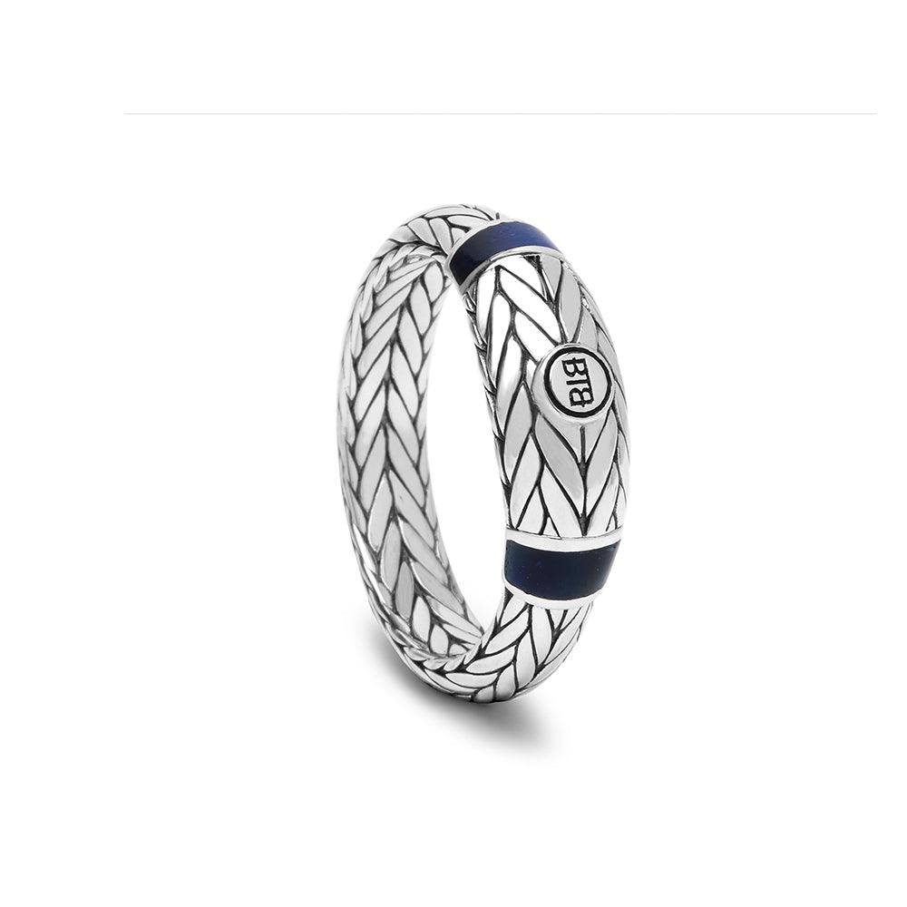 Ellen Stone Ring Silver Tigereye Navy - Brunott Juwelier