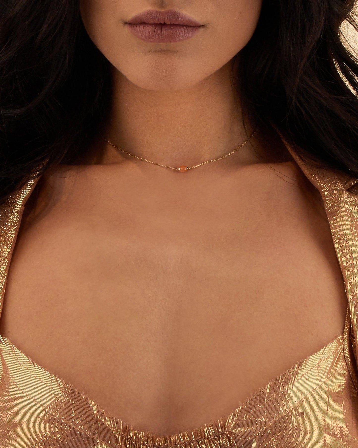 PETRA "AMULETS" GOLD AND ORANGE AVENTURINE NECKLACE (SMALL) - Brunott Juwelier