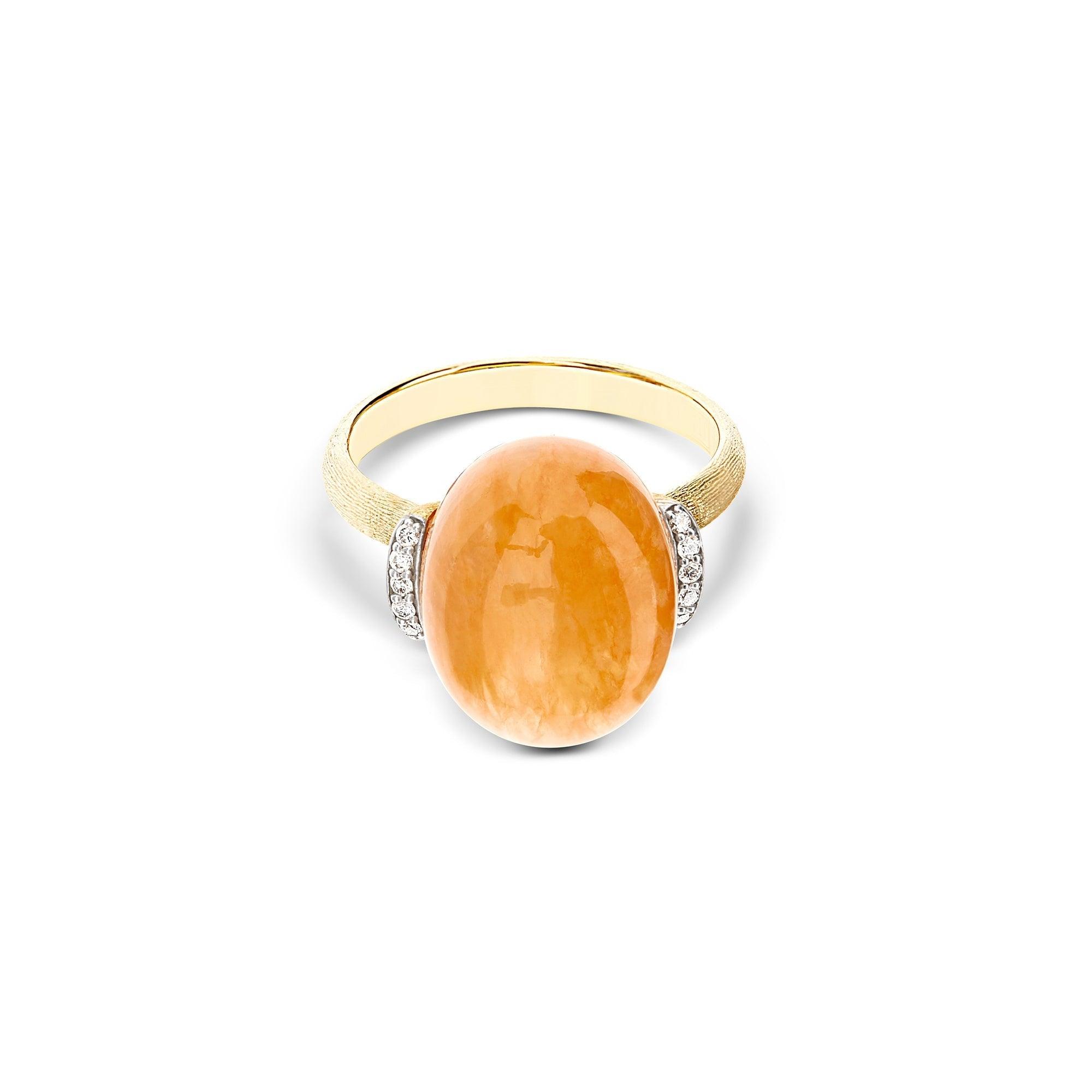 PETRA "AMULETS" GOLD, DIAMONDS AND ORANGE AVENTURINE RING (LARGE)