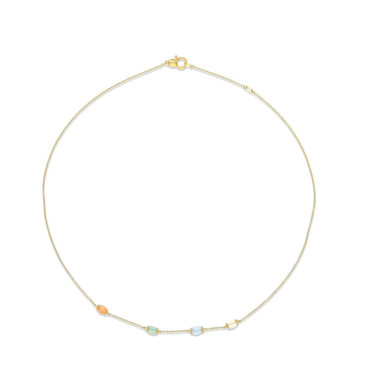 RAINBOW "AMULETS" GOLD AND NATURAL STONES NECKLACE (SMALL)