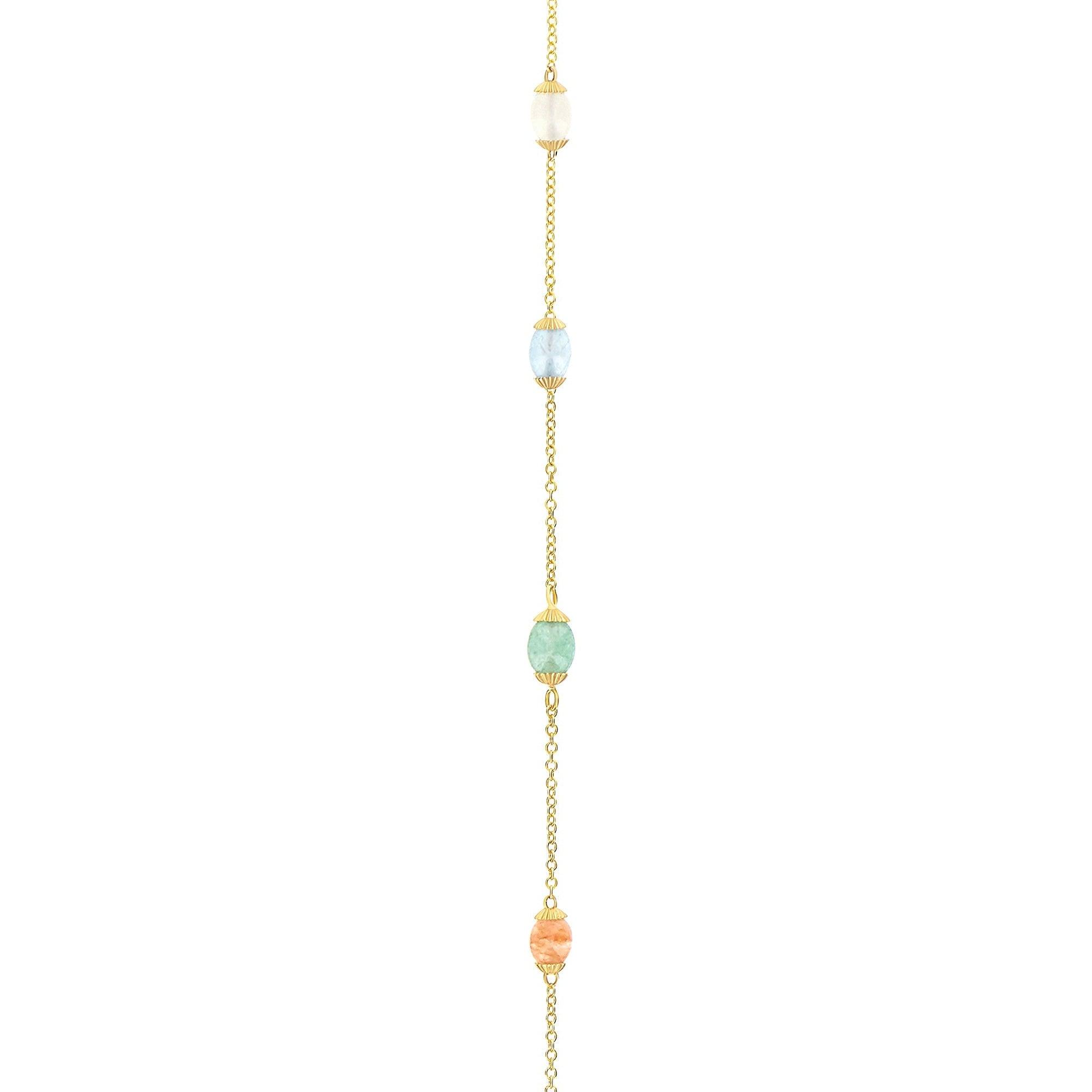 RAINBOW "AMULETS" GOLD AND NATURAL STONES NECKLACE (SMALL)