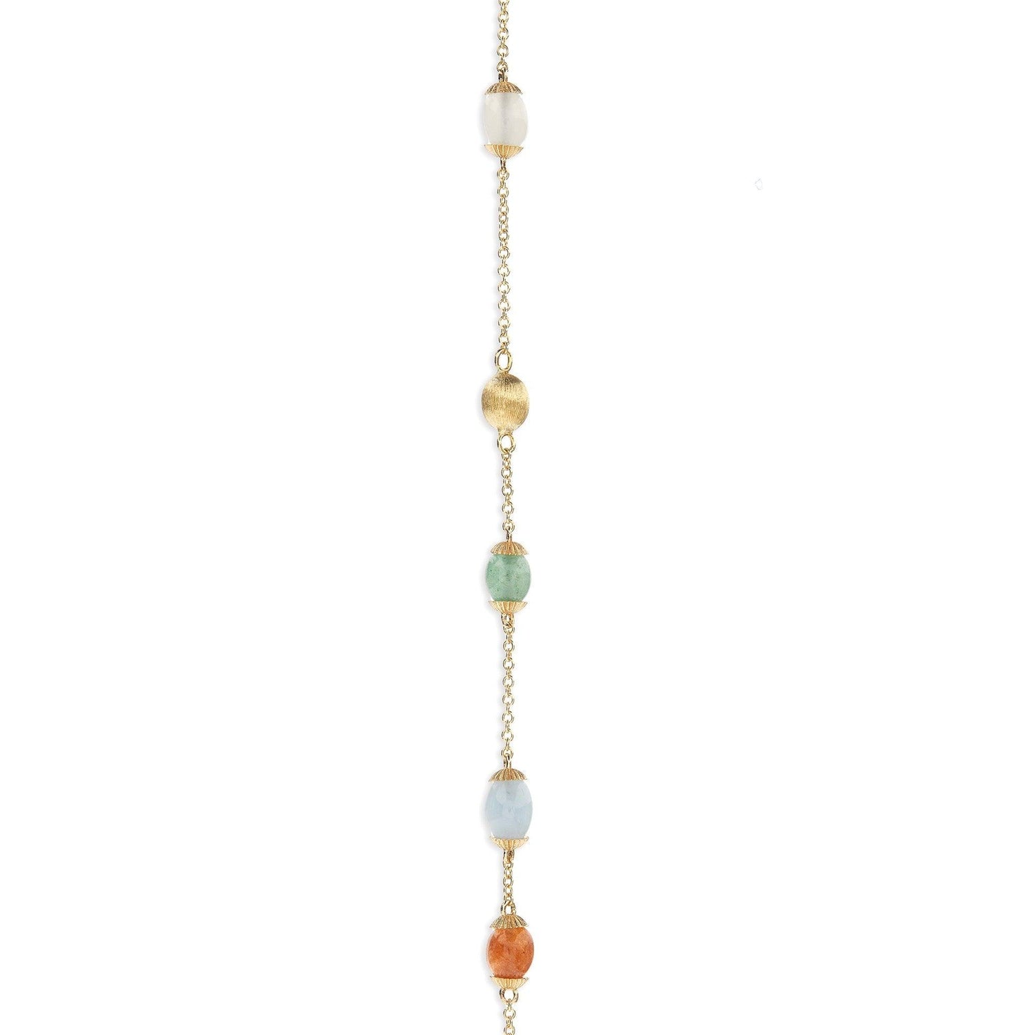 RAINBOW “AMULETS” GOLD BOULES AND NATURAL STONES ANKLET